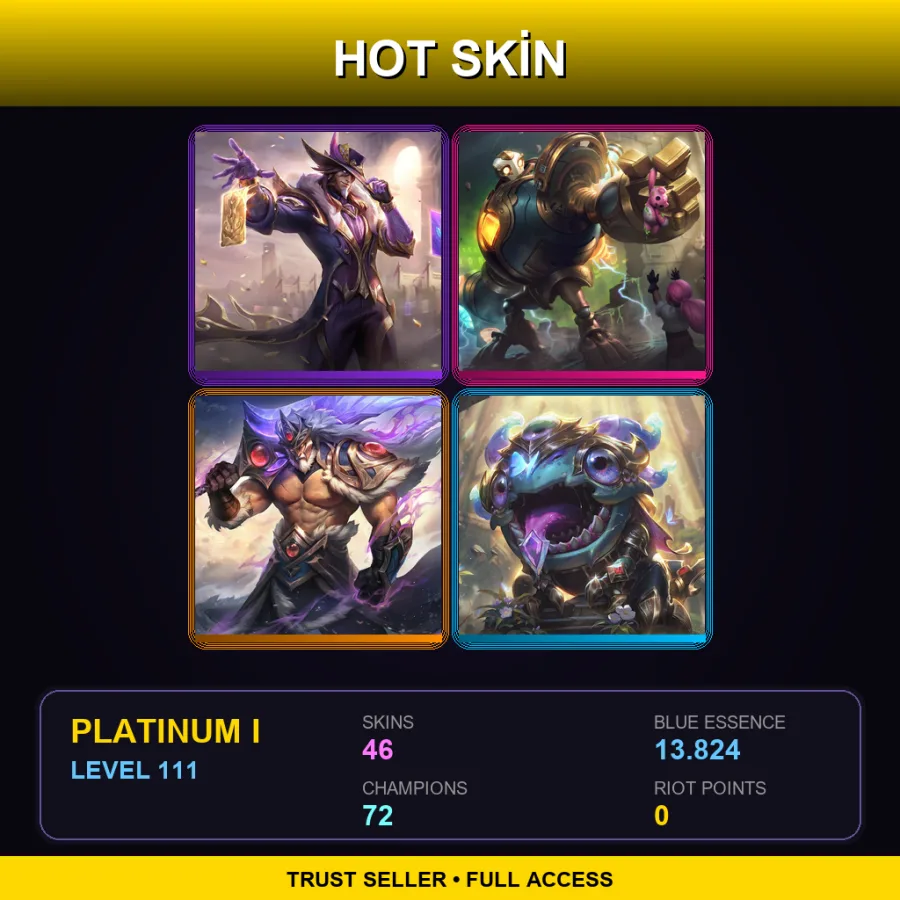 BR | Lv111 | Platinum I | 46 Skin | 72 Champ — LoL account