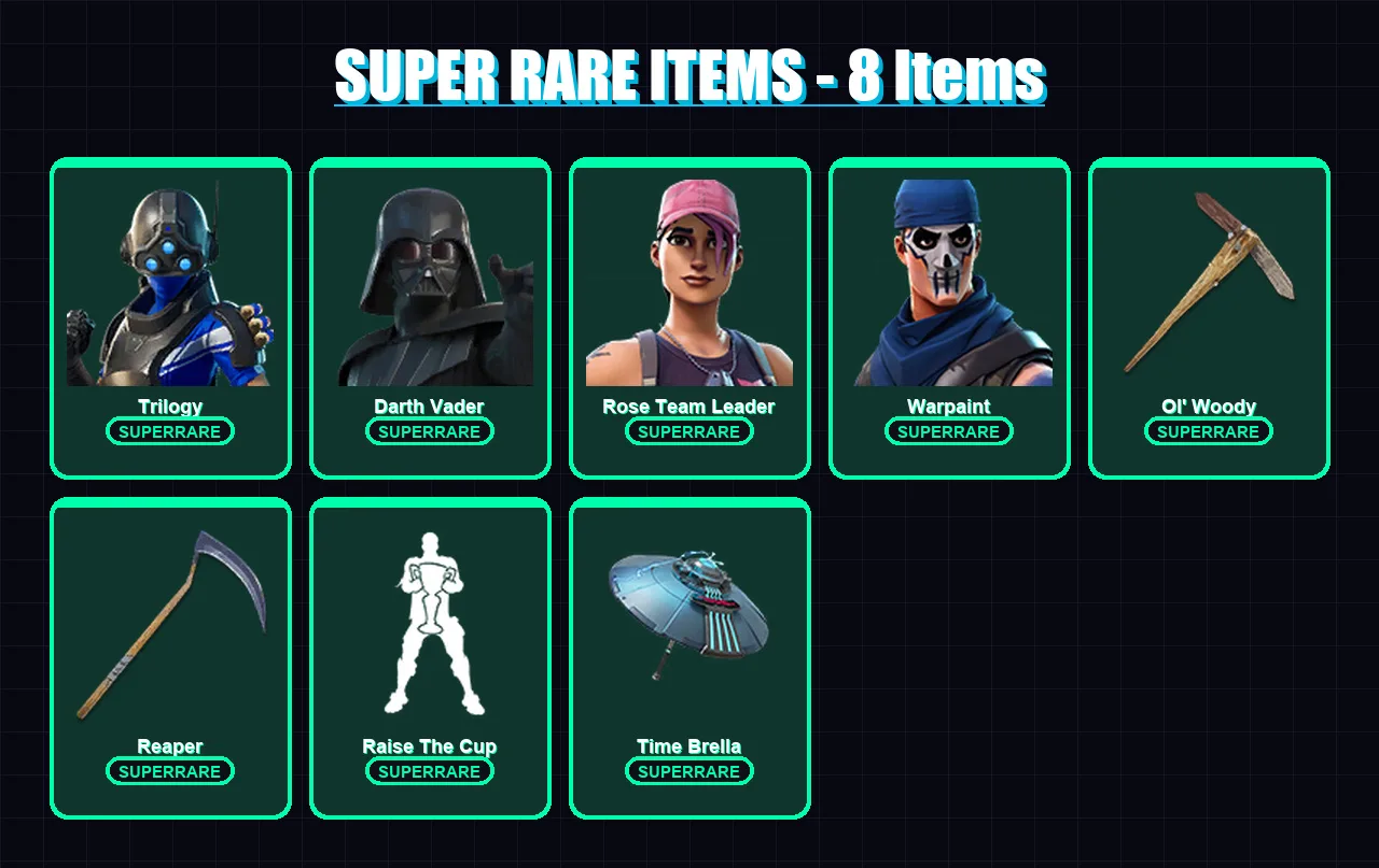 [PC] | Trilogy | Darth Vader | Rose Team Leader | Warpaint | Renzo the Destroyer | 221 skin | 257 pickaxe | 357 emote | 225 glider | Lv3277