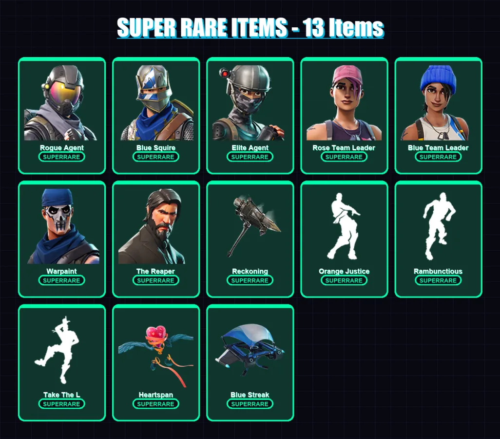 [PC/XBOX] | Rogue Agent | Blue Squire | Elite Agent | Rose Team Leader | Blue Team Leader | 47 skin | 26 pickaxe | 47 emote | 37 glider | Lv472