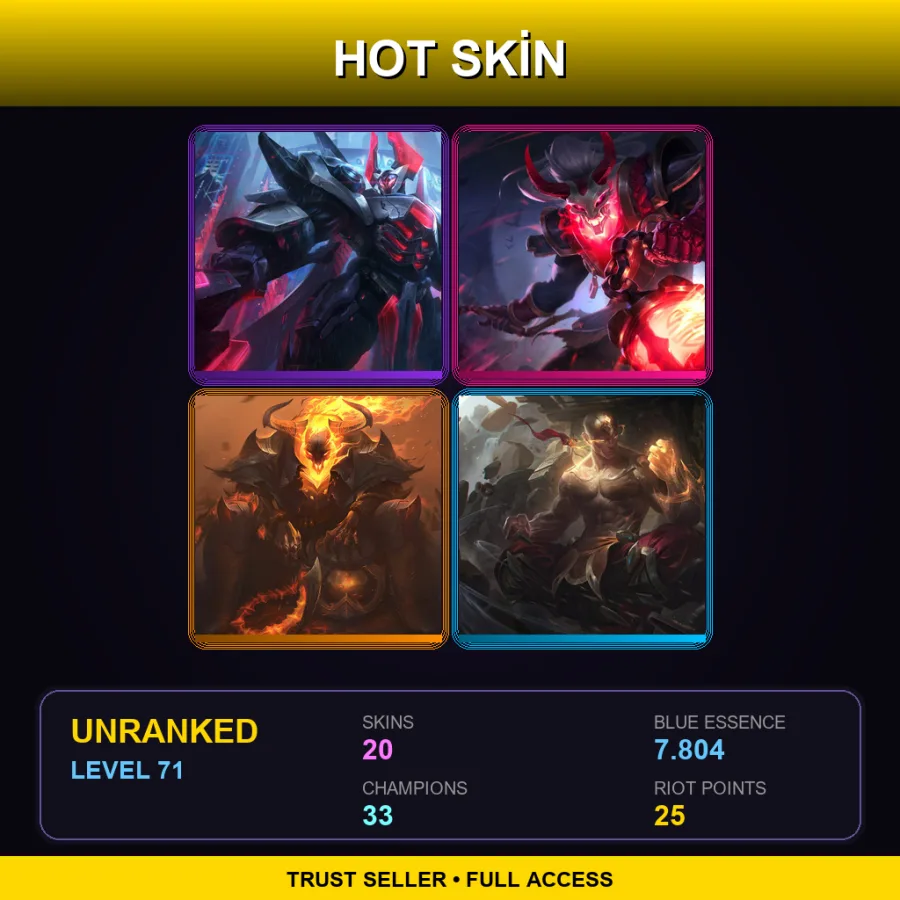 NA | Lv71 | Unranked | 20 Skin | 33 Champ — LoL account