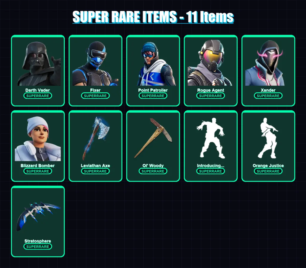 [PS4/PS5/XBOX/PC] | Darth Vader | Fixer | Point Patroller | Rogue Agent | Xander | 123 skin | 125 pickaxe | 89 emote | 116 glider | Lv1601