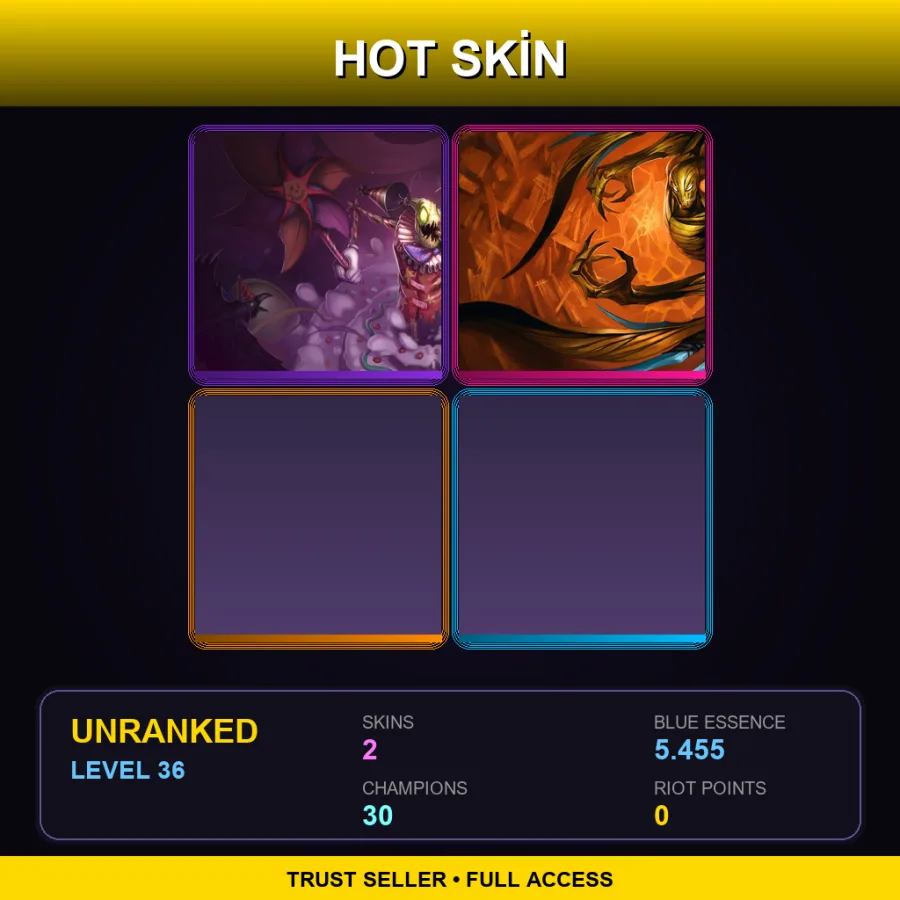 LAN | Lv36 | Unranked | 2 Skin | 30 Champ — Ravager Nocturne