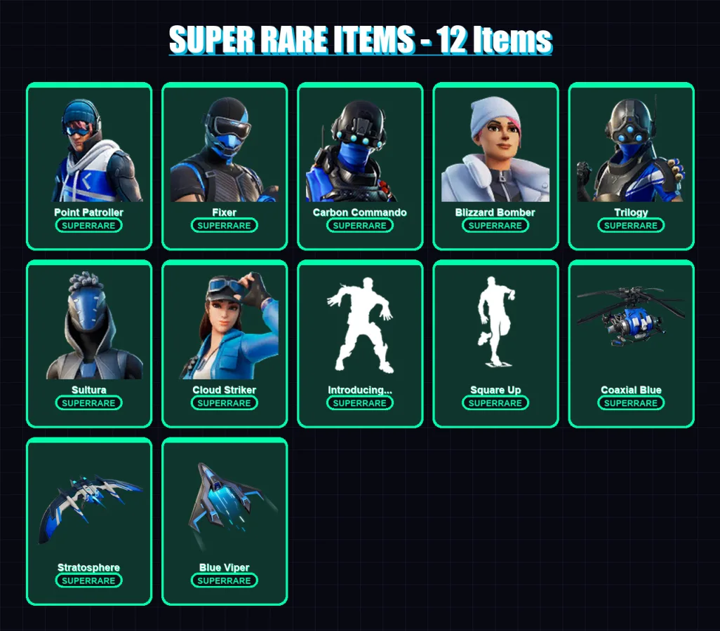 [PC] | Point Patroller | Fixer | Carbon Commando | Blizzard Bomber | Trilogy | 140 skin | 149 pickaxe | 105 emote | 136 glider | Lv2140