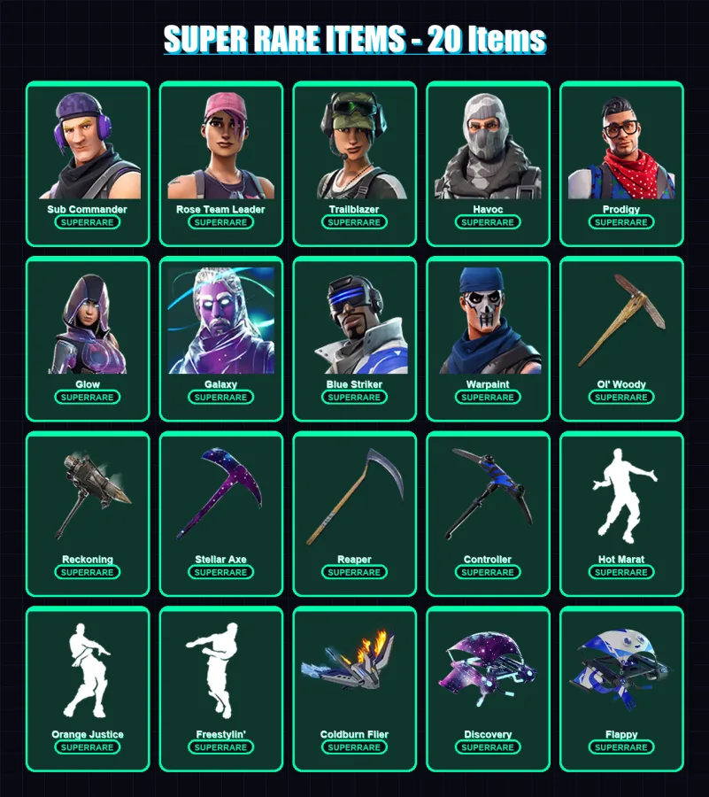 [PC/XBOX] | Sub Commander | Rose Team Leader | Trailblazer | Havoc | Prodigy | 145 skin | 151 pickaxe | 158 emote | 111 glider | Lv1466 — Fortnite account