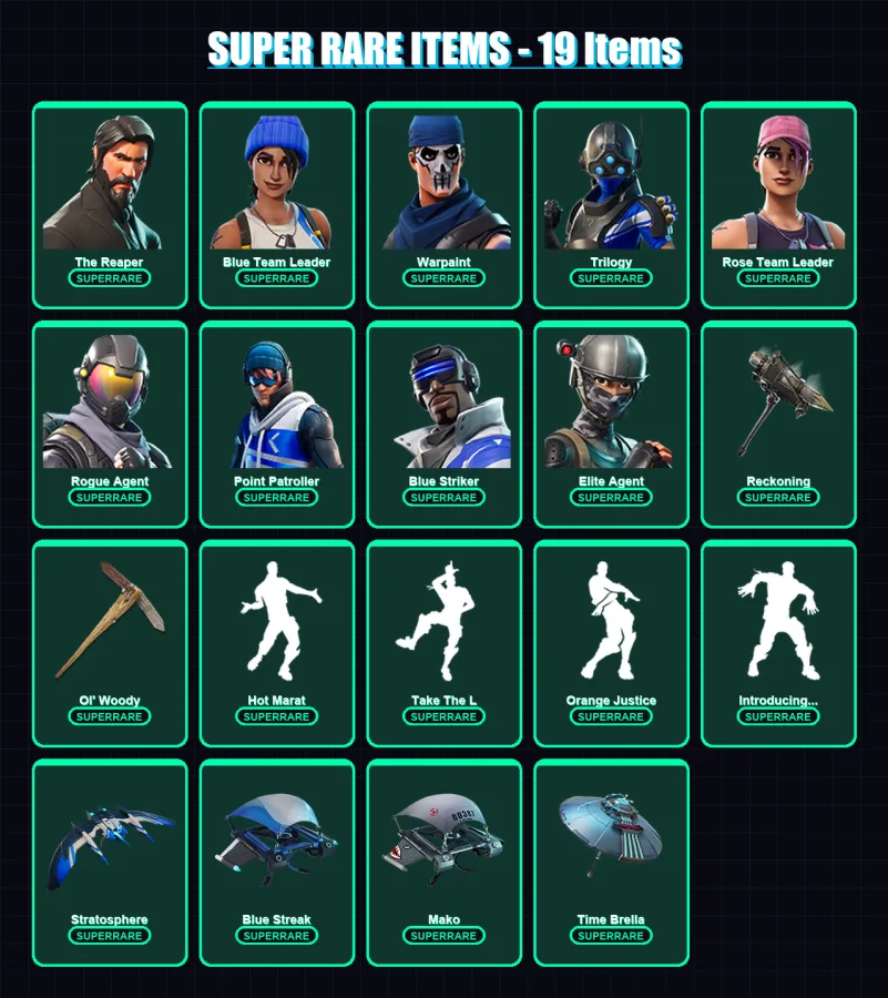 [PS4/PS5/XBOX/PC] | The Reaper | Blue Team Leader | Warpaint | Trilogy | Rose Team Leader | 113 skin | 101 pickaxe | 136 emote | 89 glider | Lv1450 — Fortnite account
