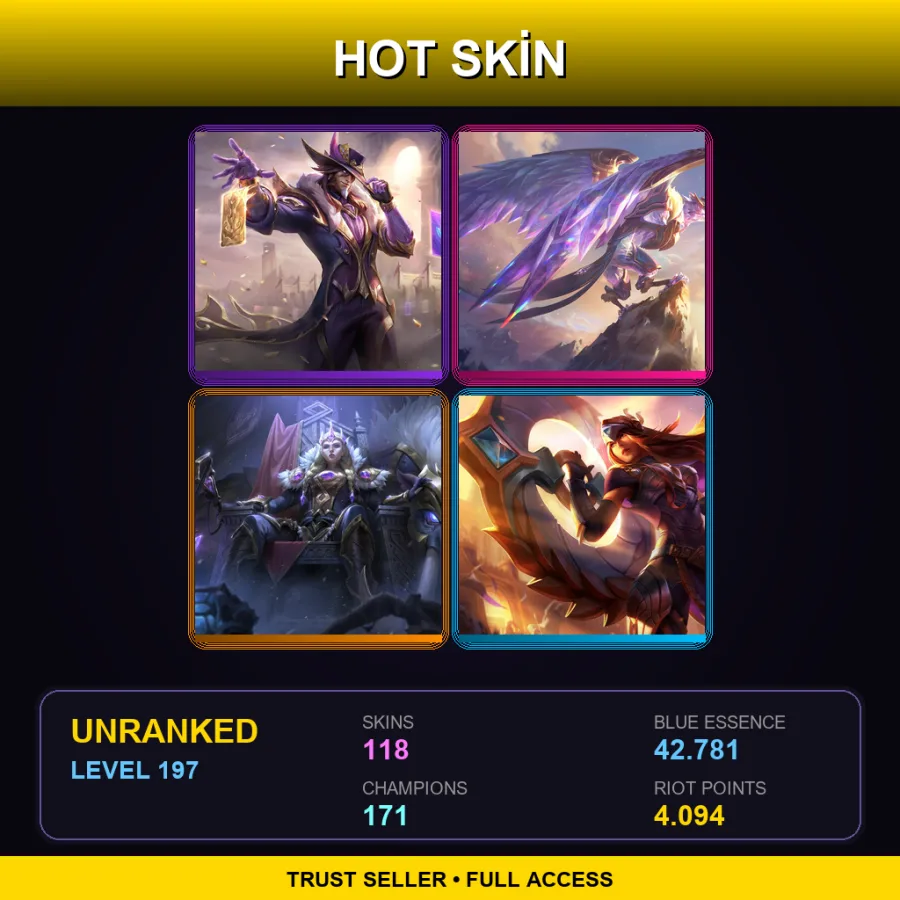 OCE | Lv197 | Unranked | 118 Skin | 171 Champ