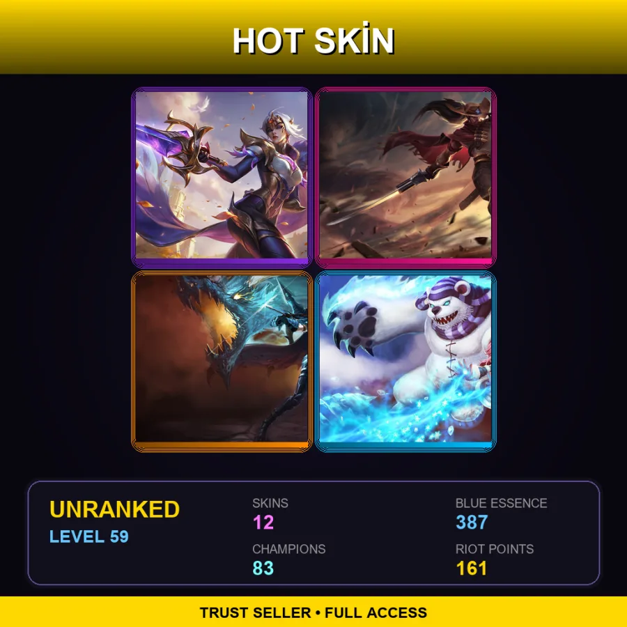 EUW | Lv59 | Unranked | 12 Skin | 83 Champ — High Noon Yasuo