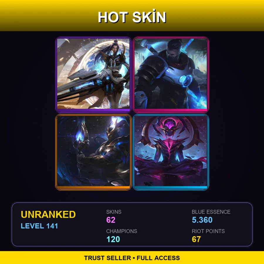 LAN | Lv141 | Unranked | 62 Skin | 120 Champ — Cosmic Defender Xin Zhao
