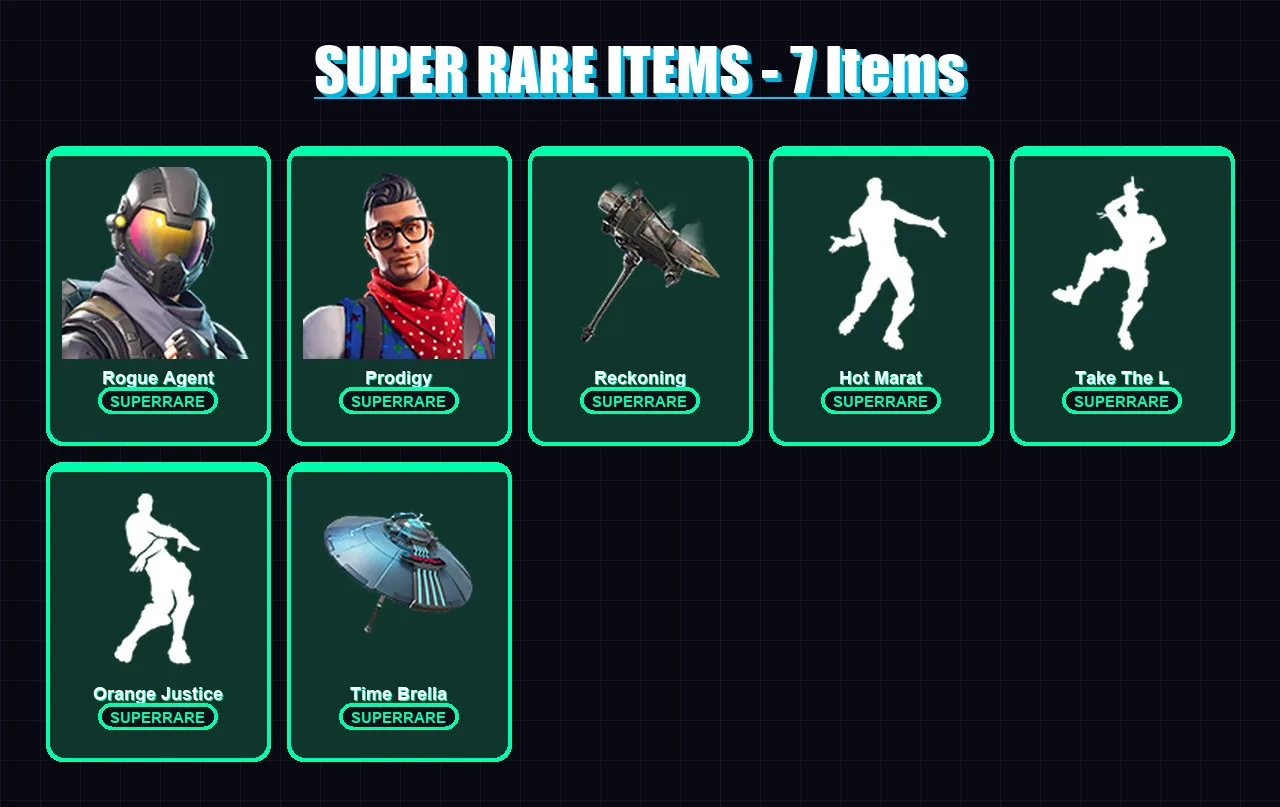 [PC/XBOX] | Rogue Agent | Prodigy | Valeria | Blackheart | Drift | 55 skin | 63 pickaxe | 70 emote | 67 glider | Lv1025