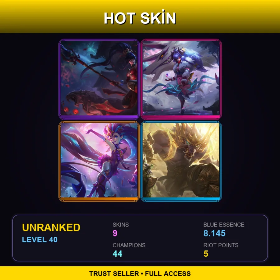 VN | Lv40 | Unranked | 9 Skin | 44 Champ