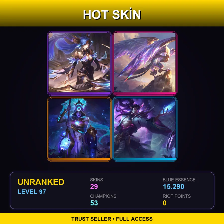 EUNE | Lv97 | Unranked | 29 Skin | 53 Champ — Crystal Rose Janna
