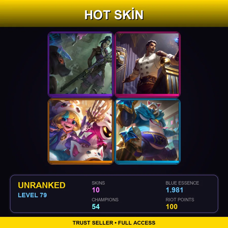 LAN | Lv79 | Unranked | 10 Skin | 54 Champ — LoL account