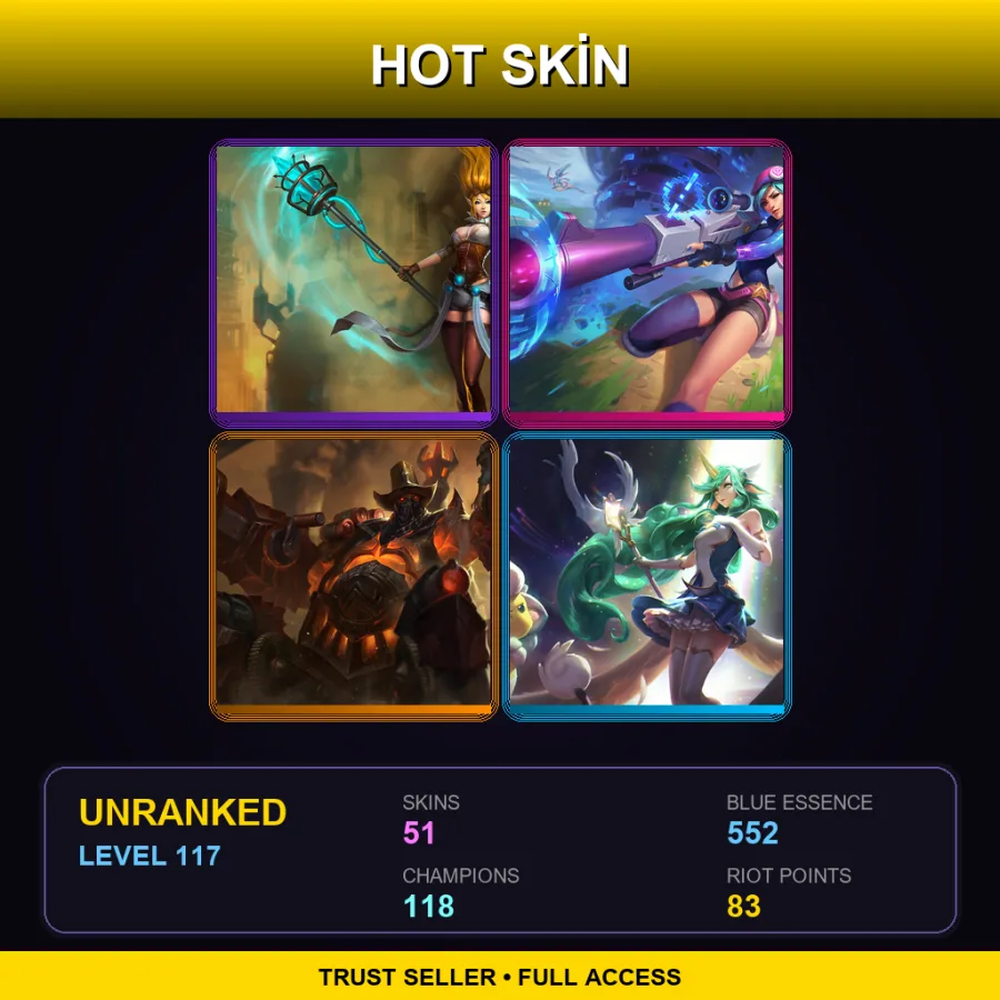 EUNE | Lv117 | Unranked | 51 Skin | 118 Champ — God Staff Jax