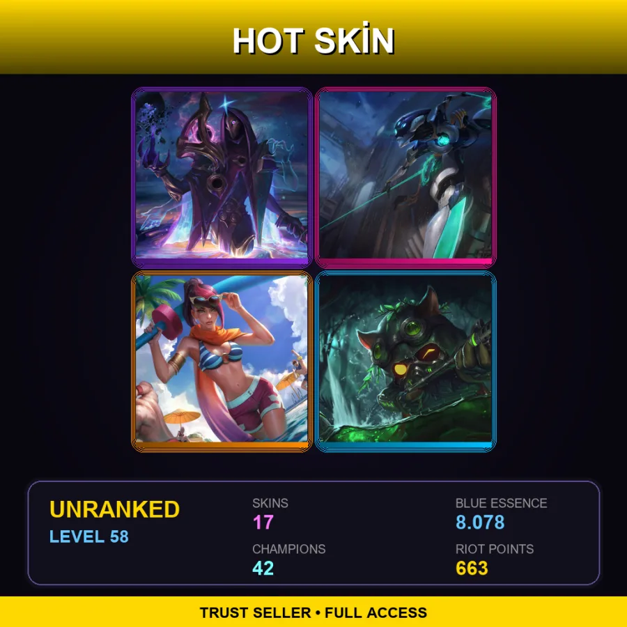 EUNE | Lv58 | Unranked | 17 Skin | 42 Champ