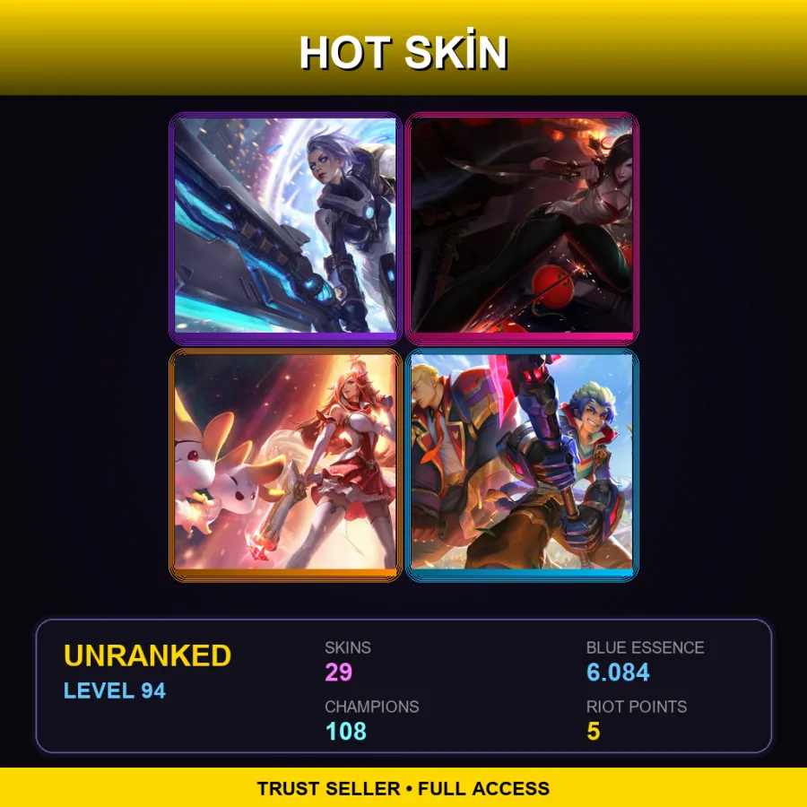 BR | Lv94 | Unranked | 29 Skin | 108 Champ