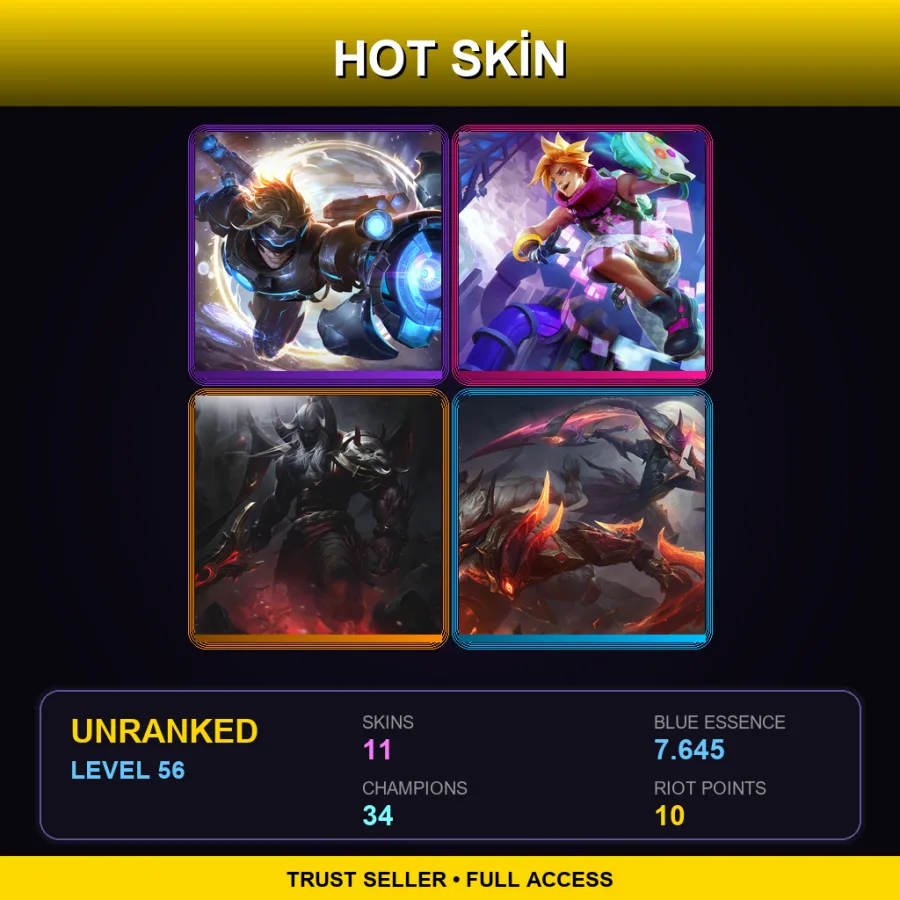 EUW | Lv56 | Unranked | 11 Skin | 34 Champ