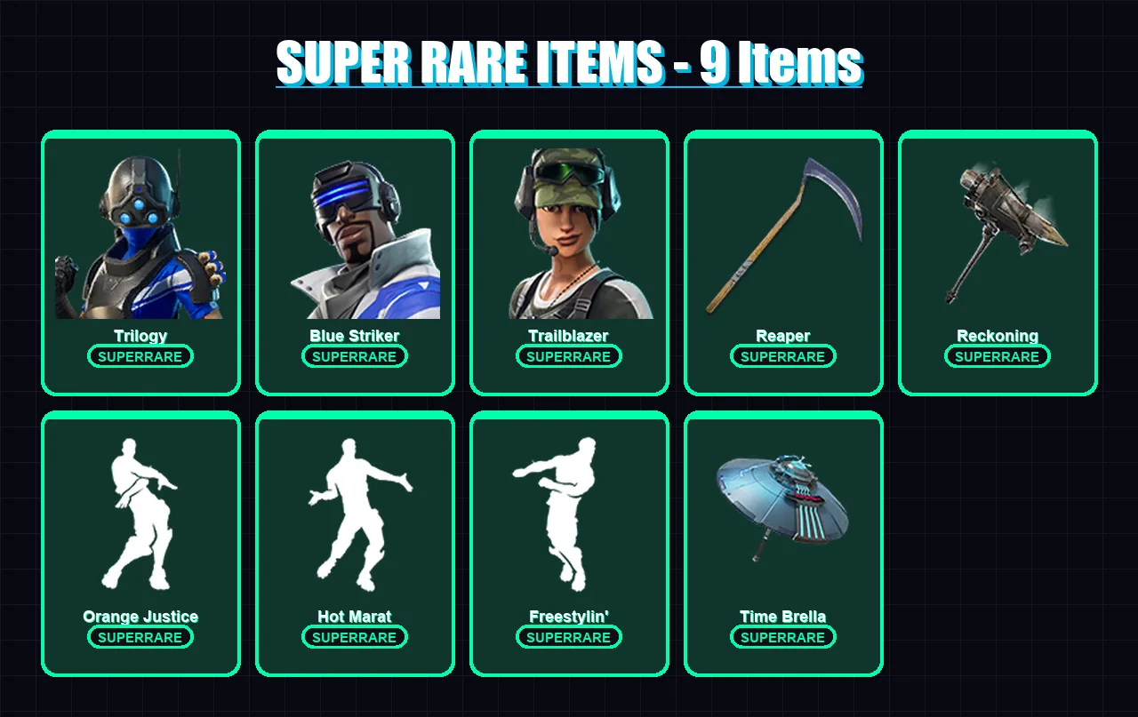 [PC/XBOX/PSN] | Trilogy | Blue Striker | Trailblazer | Blackheart | Raven | 227 skin | 292 pickaxe | 221 emote | 241 glider | Lv3973