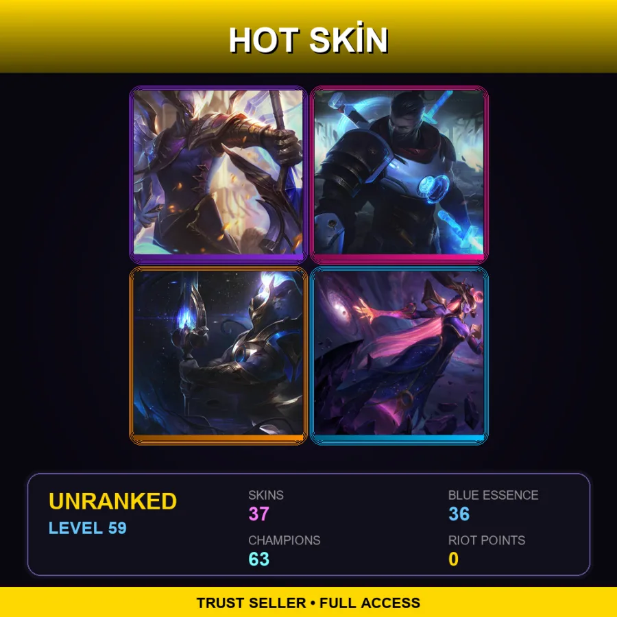 VN | Lv59 | Unranked | 37 Skin | 63 Champ