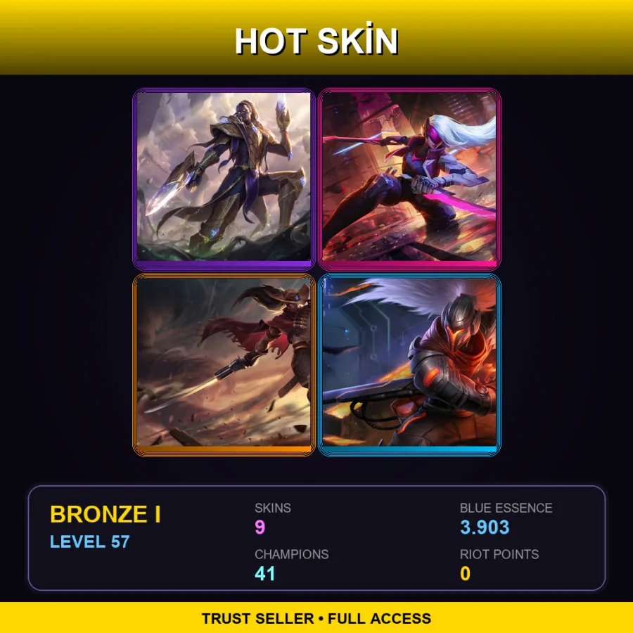 TR | Lv57 | Bronze I | 9 Skin | 41 Champ — LoL account