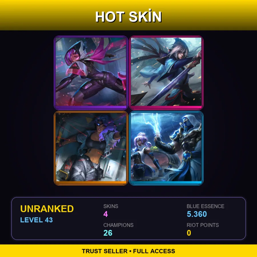 TR | Lv43 | Unranked | 4 Skin | 26 Champ