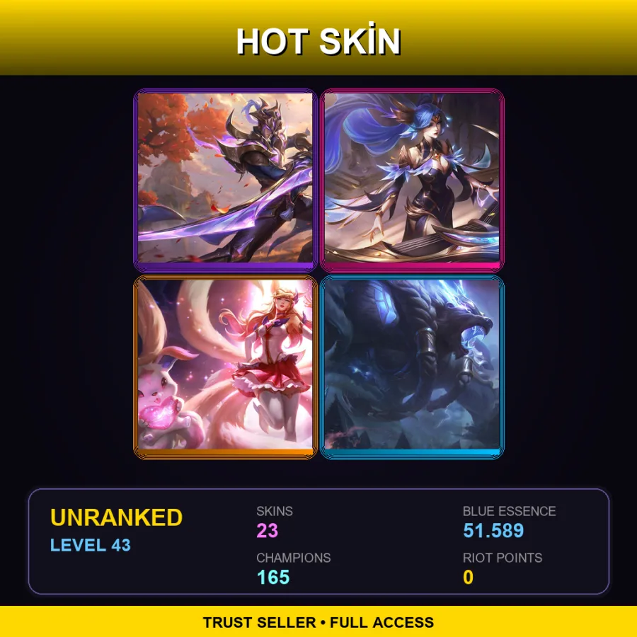 SG | Lv43 | Unranked | 23 Skin | 165 Champ — LoL account