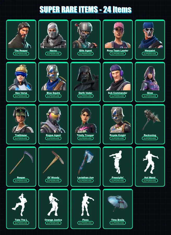 [PC/XBOX] | The Reaper | Havoc | Elite Agent | Rose Team Leader | Warpaint | 449 skin | 411 pickaxe | 318 emote | 275 glider | Lv3802 — Fortnite account