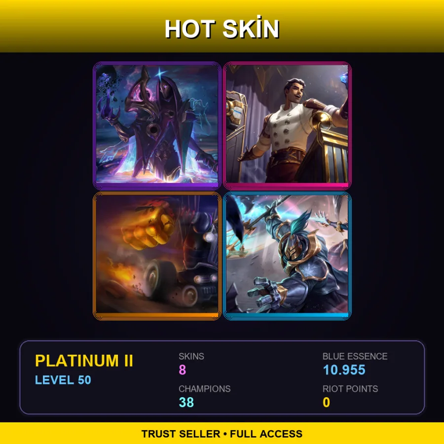 EUW | Lv50 | Platinum II | 8 Skin | 38 Champ — LoL account