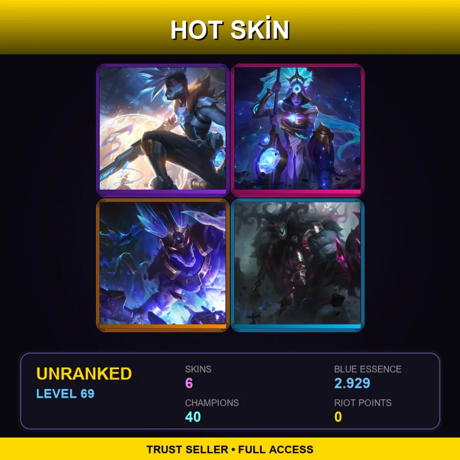 NA | Lv69 | Unranked | 6 Skin | 40 Champ — LoL account