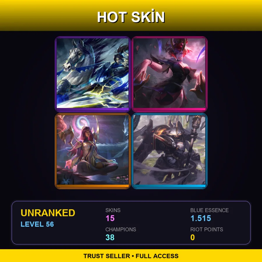 EUW | Lv56 | Unranked | 15 Skin | 38 Champ — LoL account