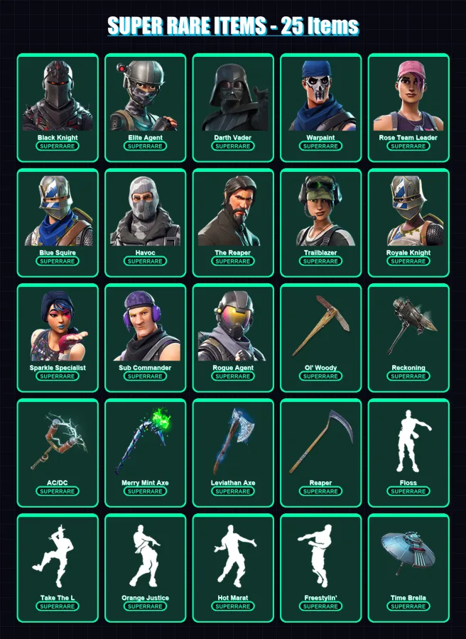 [PC/PSN] | Black Knight | Elite Agent | Darth Vader | Warpaint | Rose Team Leader | 308 skin | 275 pickaxe | 219 emote | 227 glider | Lv3767