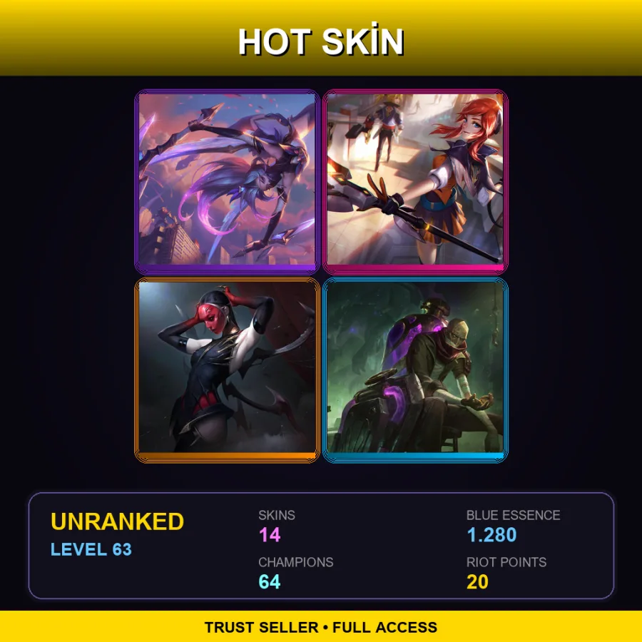 BR | Lv63 | Unranked | 14 Skin | 64 Champ