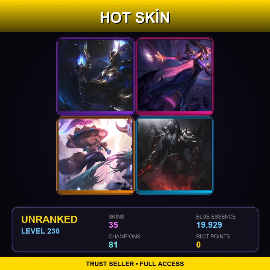 LAS | Lv230 | Unranked | 35 Skin | 81 Champ — LoL account