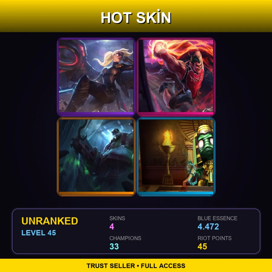 TR | Lv45 | Unranked | 4 Skin | 33 Champ