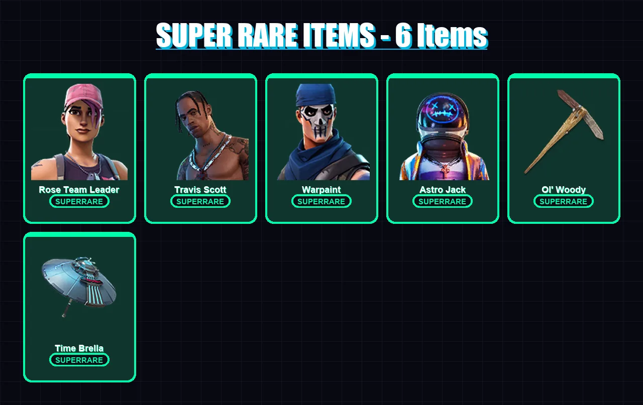 [PS4/PS5/XBOX/PC] | Rose Team Leader | Travis Scott | Warpaint | Astro Jack | Fusion | 28 skin | 47 pickaxe | 34 emote | 42 glider | Lv701