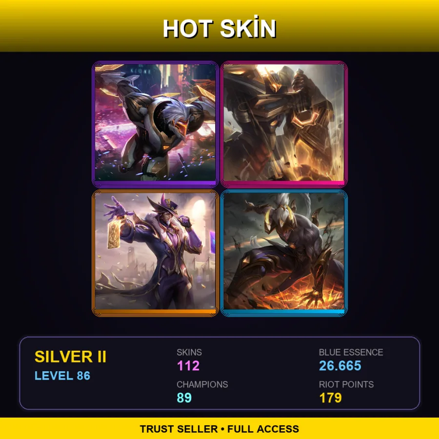 TR | Lv86 | Silver II | 112 Skin | 89 Champ — Snow Moon Caitlyn
