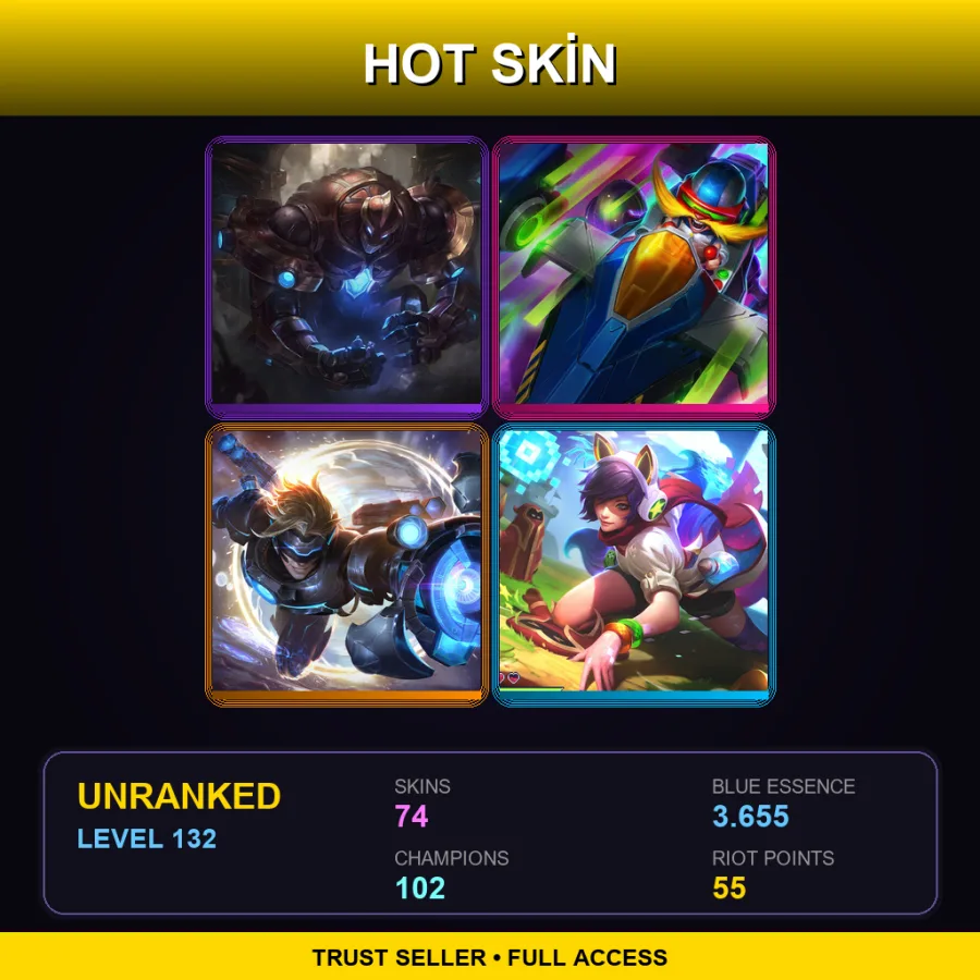 LAN | Lv132 | Unranked | 74 Skin | 102 Champ