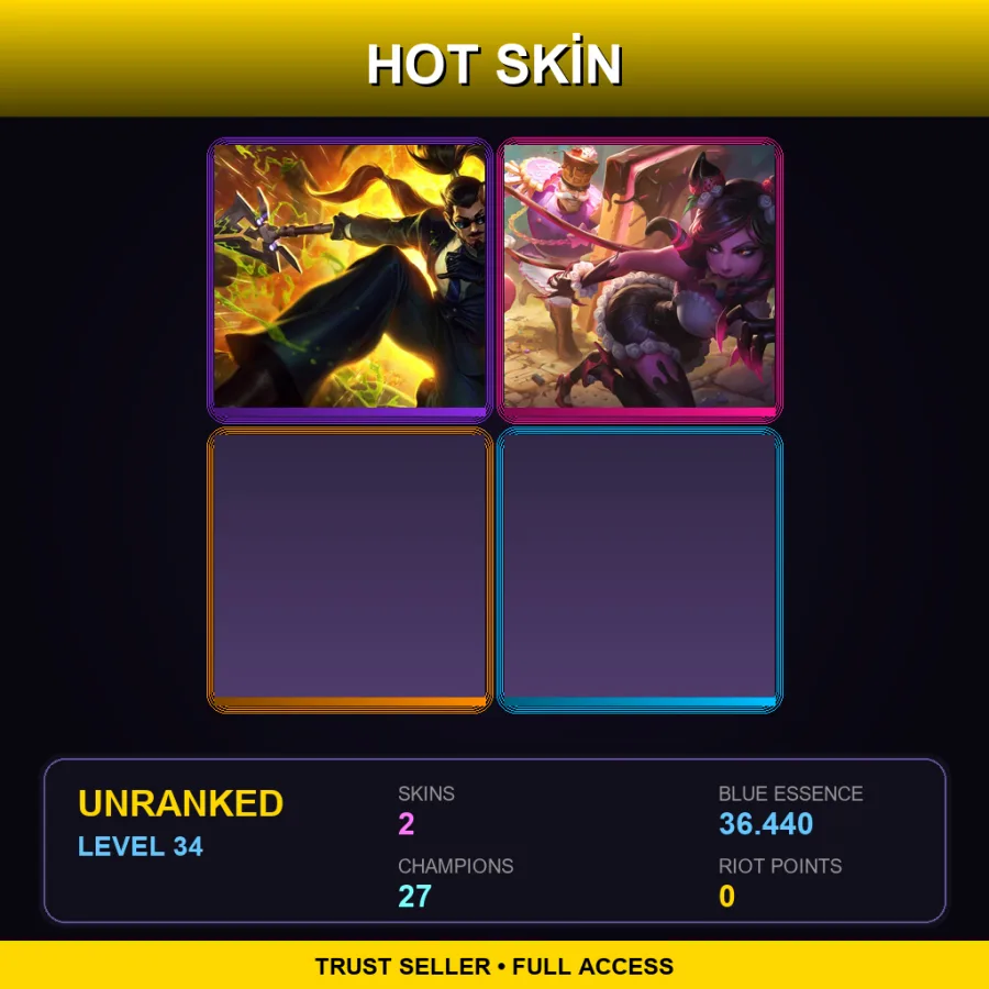 EUW | Lv34 | Unranked | 2 Skin | 27 Champ — LoL account
