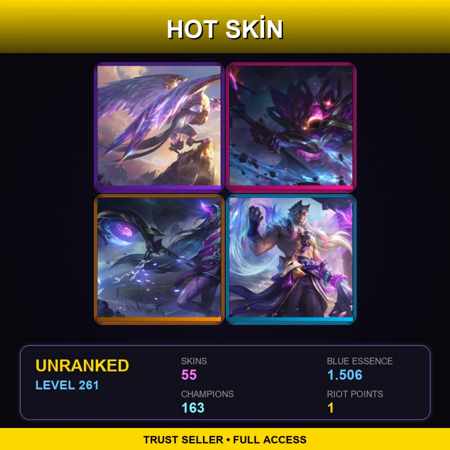 LAS | Lv261 | Unranked | 55 Skin | 163 Champ