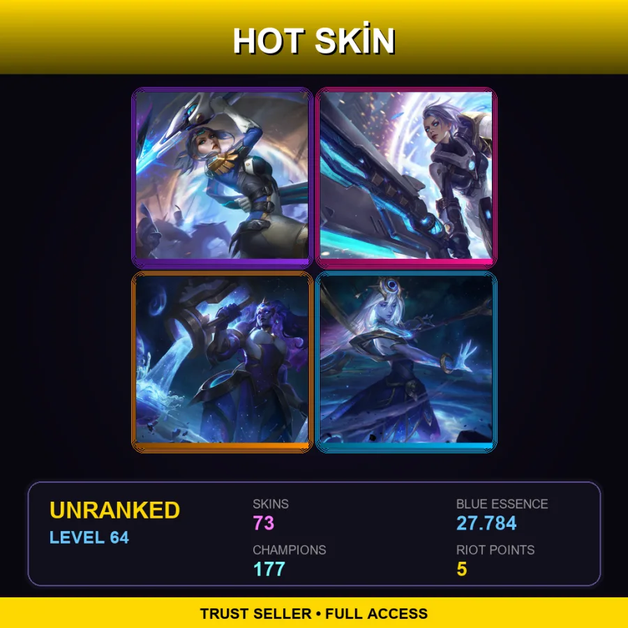 VN | Lv64 | Unranked | 73 Skin | 177 Champ — LoL account