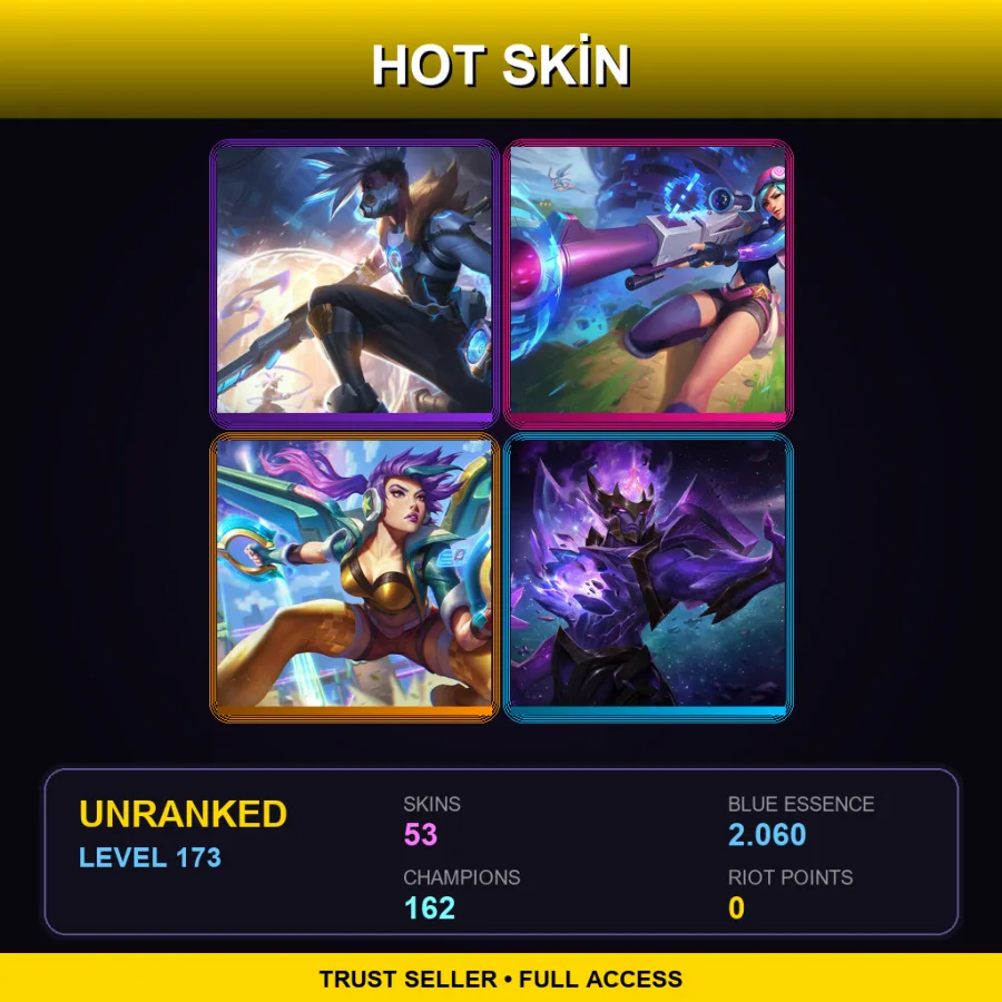 VN | Lv173 | Unranked | 53 Skin | 162 Champ