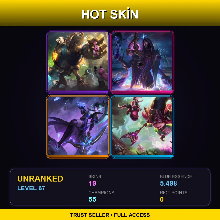 EUNE | Lv67 | Unranked | 19 Skin | 55 Champ