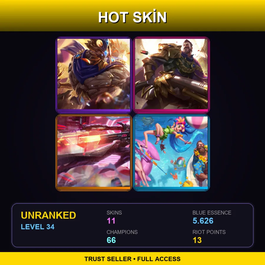 TR | Lv34 | Unranked | 11 Skin | 66 Champ