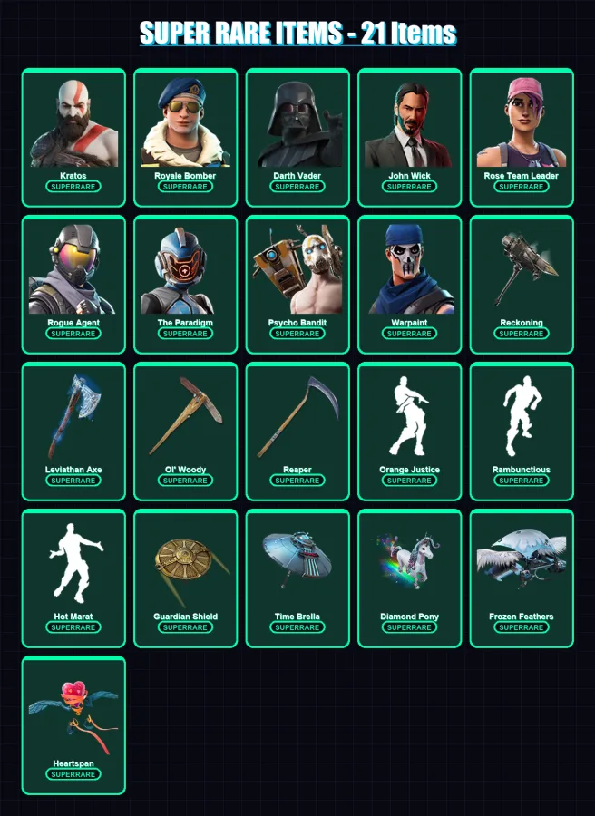[PC/XBOX] | Kratos | Royale Bomber | Darth Vader | John Wick | Rose Team Leader | 240 skin | 243 pickaxe | 212 emote | 189 glider | Lv2163