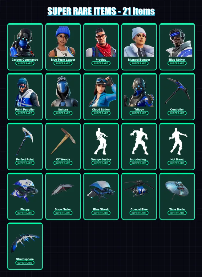 [PS4/PS5/XBOX/PC] | Carbon Commando | Blue Team Leader | Prodigy | 69 skin | Lv2193 — Fortnite account