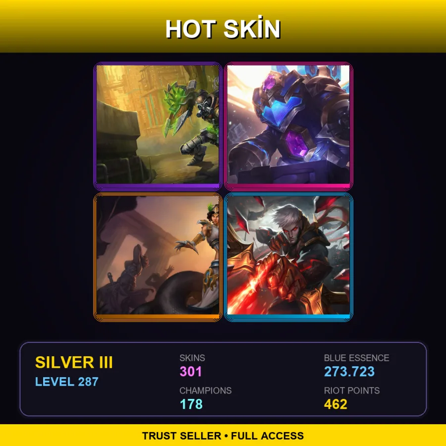 EUW | Lv287 | Silver III | 301 Skin | 178 Champ