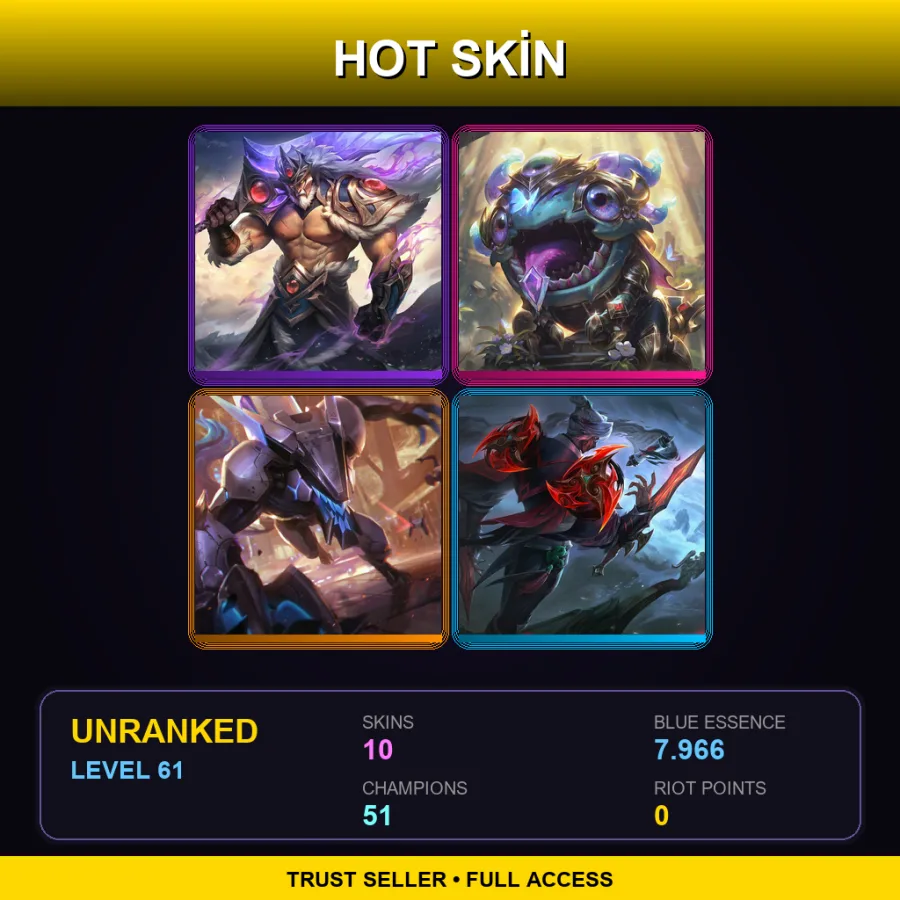 LAS | Lv61 | Unranked | 10 Skin | 51 Champ — Arcana Lucian