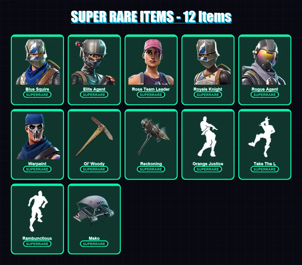 [PC/PSN] | Blue Squire | Elite Agent | Rose Team Leader | Royale Knight | Rogue Agent | 188 skin | 190 pickaxe | 154 emote | 105 glider | Lv920