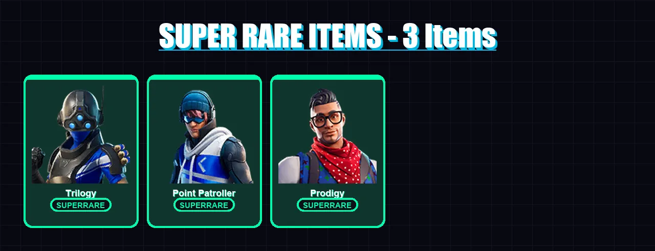 [PS4/PS5/XBOX/PC] | Trilogy | Point Patroller | Prodigy | Deadpool | Nezumi | 87 skin | 128 pickaxe | 109 emote | 99 glider | Lv1310