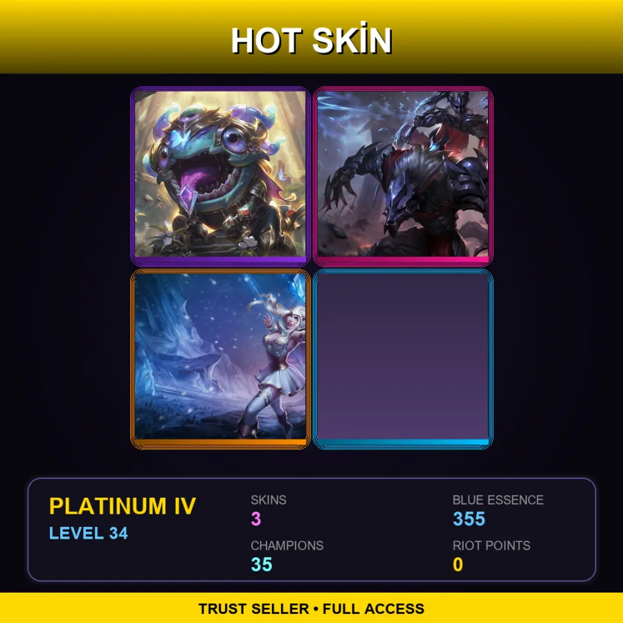 TR | Lv34 | Platinum IV | 3 Skin | 35 Champ