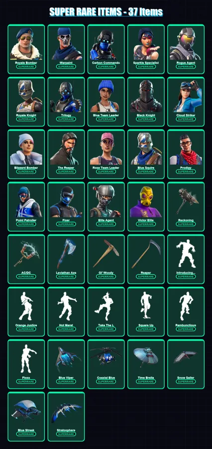 [PS4/PS5/XBOX/PC] | Royale Bomber | Warpaint | Carbon Commando | 233 skin | Lv3749